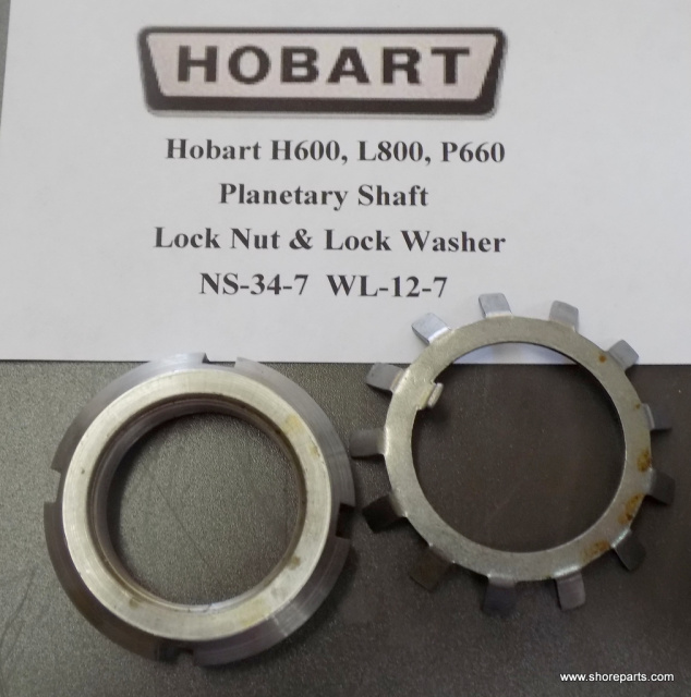 Hobart H600, L800 Mixer NS-34-7-WL-12-7 Upper Planetary Locknut & Lock Washer 
